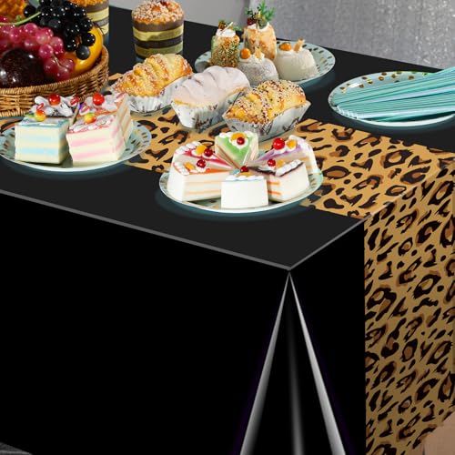 Leopard Print Tablecloths - 3 Pack Disposable Party Covers, 54x108 Inch