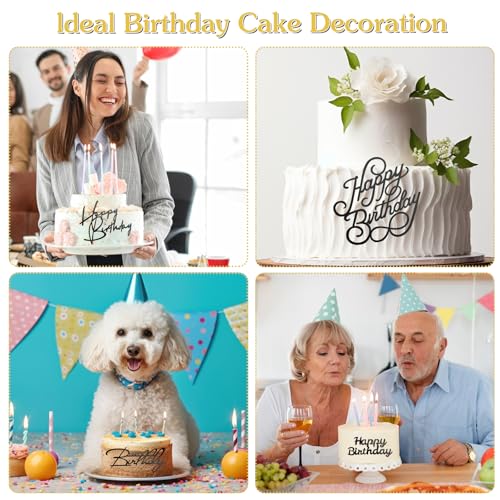 6 Pcs Happy Birthday Cake Toppers - Mirror Acrylic Decorations