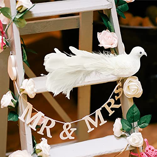 Christmas Bird Decorations Set – White Birds for Holiday Tree, Wreath & Wreaths, 2 pcs