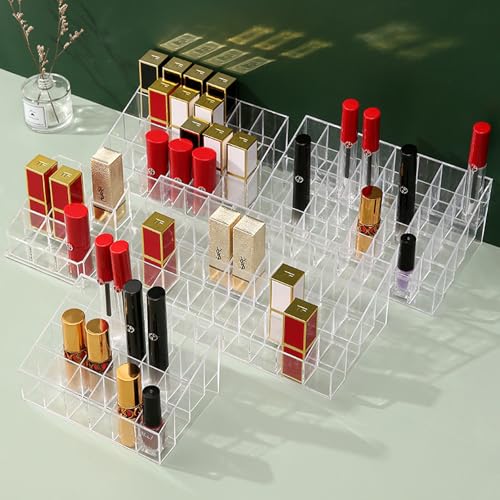 24-Slot Lipstick Organizer - Clear Plastic Cosmetic Display Holder