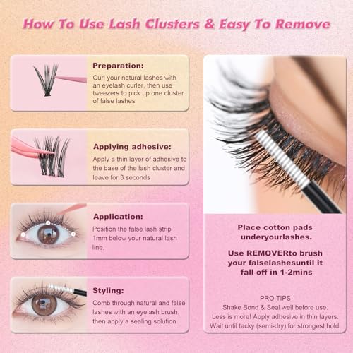 Gosect DIY Lash Extension Kit with 400pcs Cluster Lashes, Bond, Seal, and Tweezers