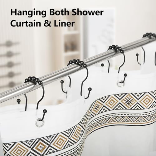 Resze 12PCS Black Shower Curtain Hooks - Rust Proof & Smooth Glide