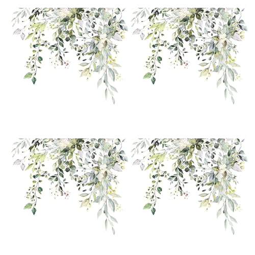 4-Piece Green Leaf Toilet Seat Stickers - Waterproof Floral Decor
