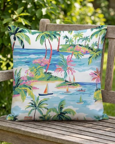 Beach Tropical Island Throw Pillow Cover 18x18 Inch - Soft Coastal Decor