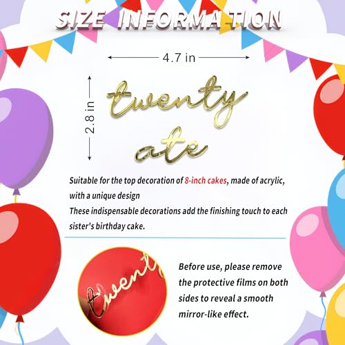 Twenty Ate Cake Topper - Gold Acrylic 28th Birthday Decoration