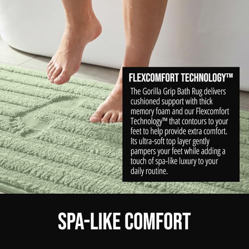 Gorilla Grip Sage Memory Foam Bath Mat, 24x16, Textured Backing