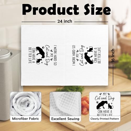 Funny Dog and Cat Kitchen Towels – 16x24 Inch Microfiber Hand Towels