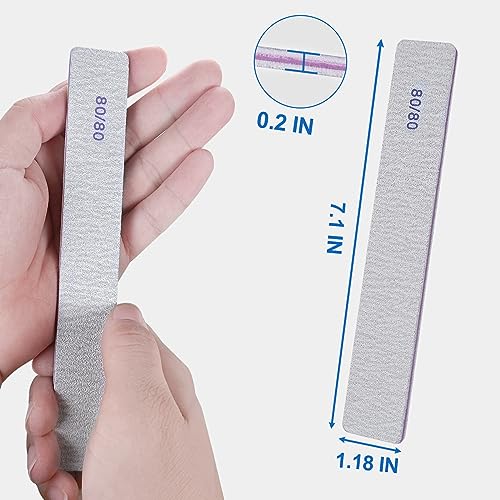 HomeyEra 80/80 Grit Nail Files 12 Pack - Heavy Coarse Emery Boards for Acrylic & Gel Nails