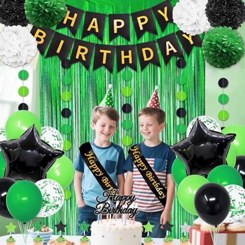 Green and Black Birthday Decorations Kit - 50PCS Party Supplies