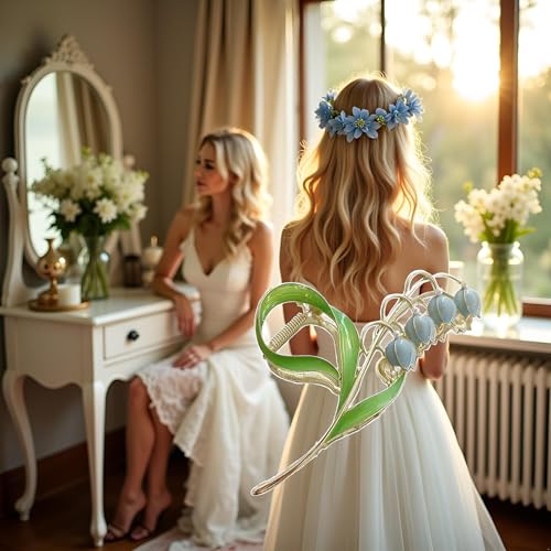 Blue Lily of the Valley Hair Accessories Metal Hairpins & Clips
