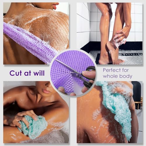 THURLADY African Exfoliating Net Sponge 2 Pack - Nylon Body Scrubber