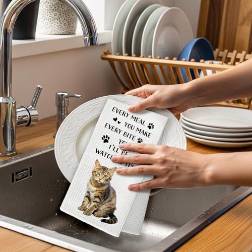 Tabby Cat Kitchen Towels - Funny Hand Towel for Cat Lovers, 16x24in