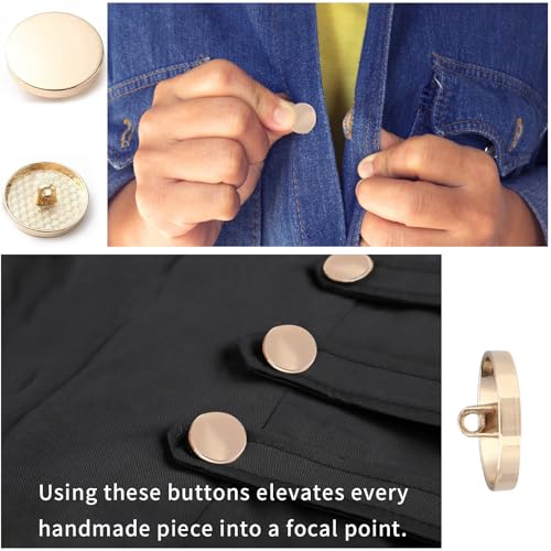 Premium Gold Metal Buttons Set - 0.6 inches, 8-Piece for Clothing