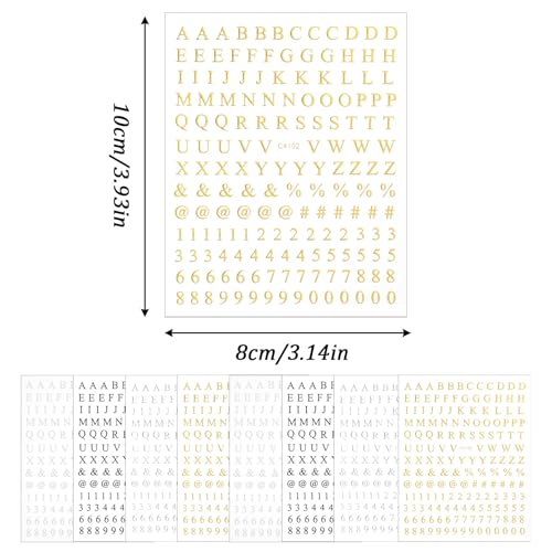 Skrfren 8 Sheets Holographic Letter & Number Nail Stickers - 3D Self-Adhesive Alphabet Decals