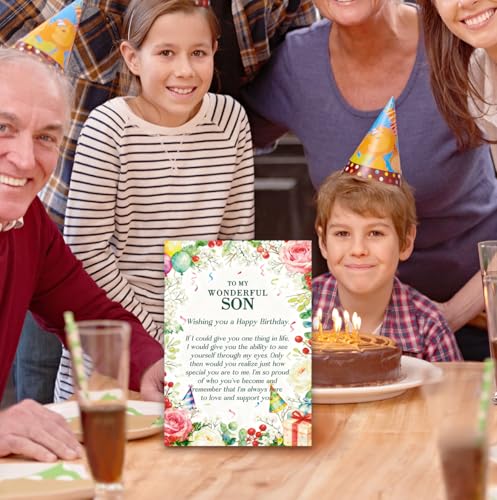 Son Birthday Card with Loving Message from Mom or Dad, 8 x 5.3 Inches