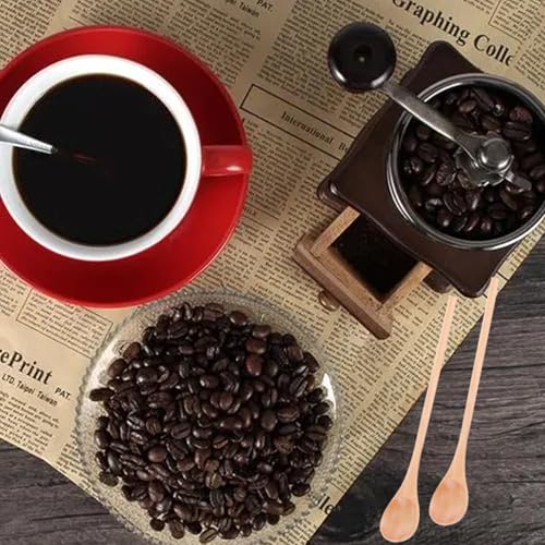 Natural Wooden Honey Spoons - 2 Pcs Birch with Long Handle