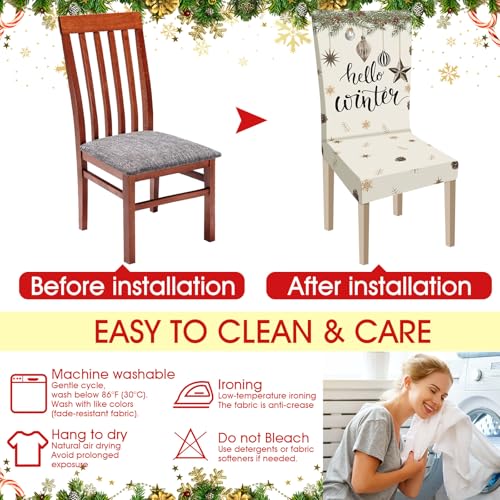 Ganeen Christmas Chair Cover Set - Pine Cone Style, Stretch Seat Slipcovers