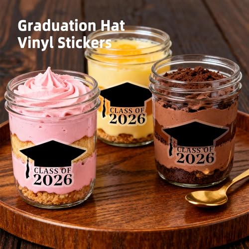 50 Pack Class of 2026 Graduation Hat Stickers - Waterproof Vinyl