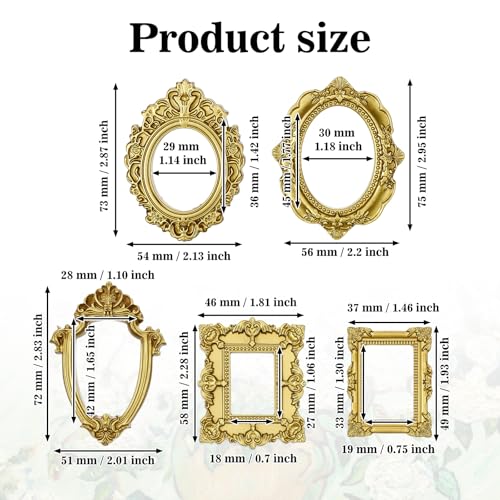 Sibba Vintage Mini Gold Baroque Picture Frames - 5 Pack