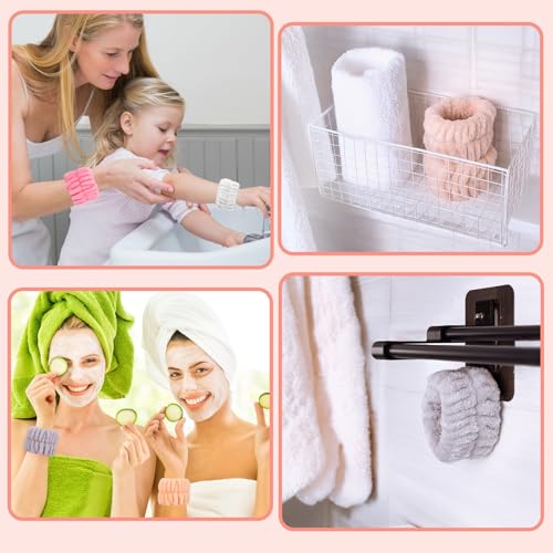 Crosize 6Pcs Microfiber Face Washing Wristbands for Women Spa Towel Bands