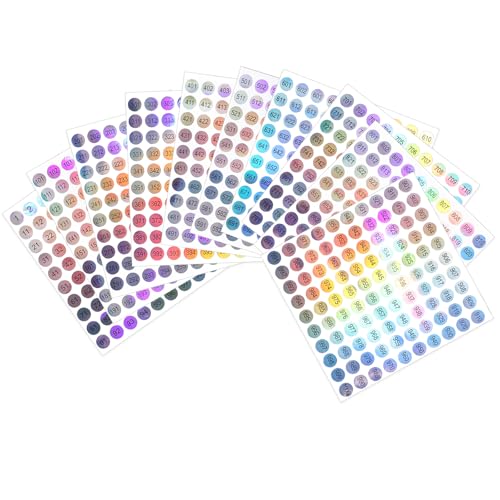 Bremorou 1-1000 Consecutive Number Stickers - 10mm Holographic Self-Adhesive Labels for Nail Polish & Inventory