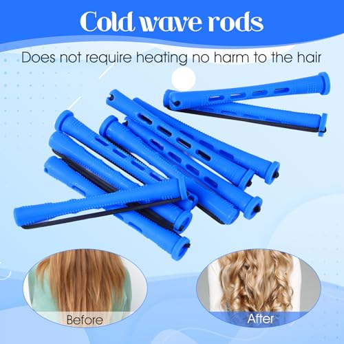 MBAIYO 20 Pcs Plastic Perm Rods 0.35 Inch Blue Hair Curling Rollers