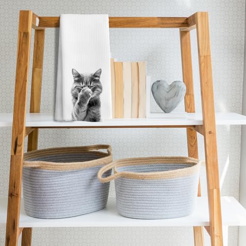 Funny Cat Hand Towels for Bathroom & Kitchen Decor - 16x24 Inch