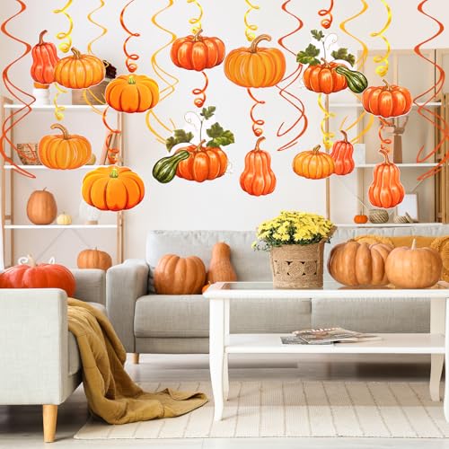 Thanksgiving Pumpkin Hanging Swirls - 18pcs Fall Decorations