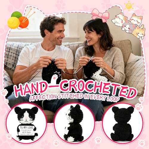 Handmade Crochet Black Cat Gift for Couples | My Love Reminder