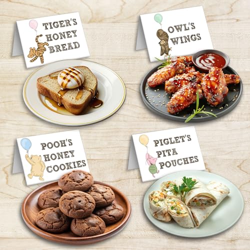 Classic Winnie Baby Shower Food Labels & Table Signs, 12 Pcs