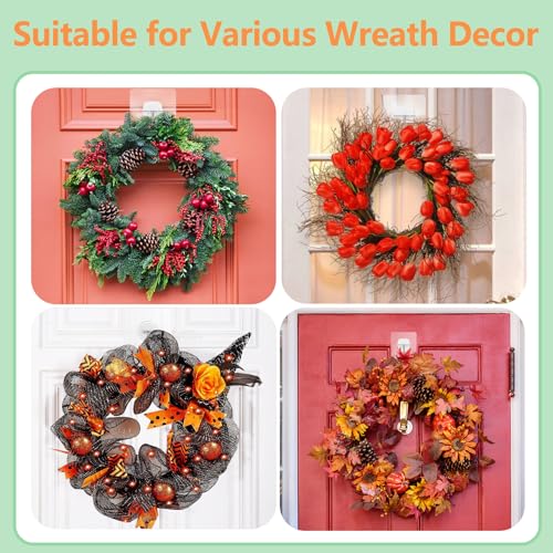 10 Pack Heavy-Duty Clear Wreath Hangers for Front Door