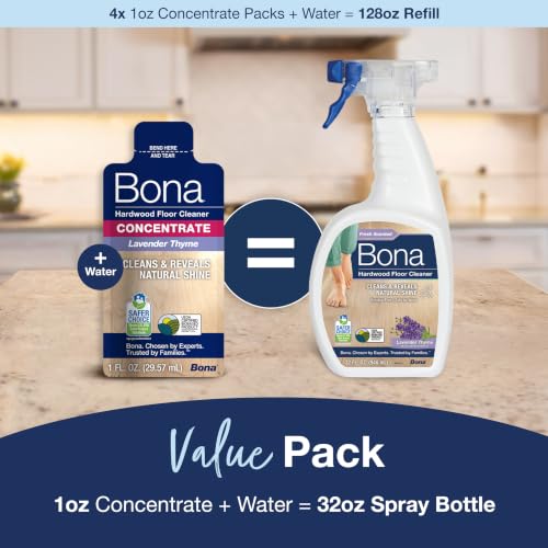 Bona Lavender Thyme Hardwood Floor Cleaner Concentrate 4-Pack | Residue-Free & Eco-Friendly