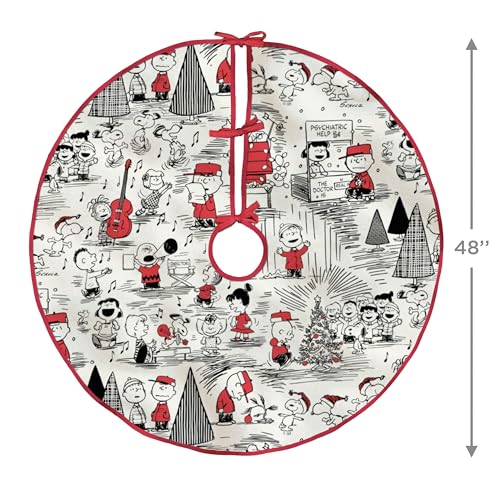 Peanuts Christmas Tree Skirt - 48 Inch Fabric Tree Decor for Peanuts Fans - Hallmark