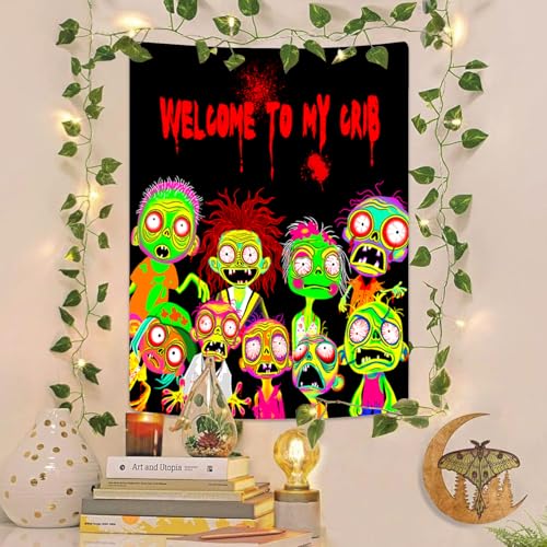 Blacklight Horror Tapestry - Glow in the Dark Wall Art 29" x 37"