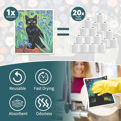 Swedish Dishcloths 6-Pack: Reusable Biodegradable Kitchen Cleaning Towels