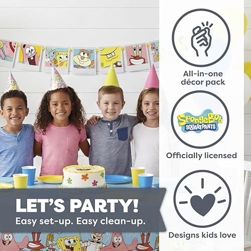SpongeBob Birthday Decorations Set - Tablecloth & Banner
