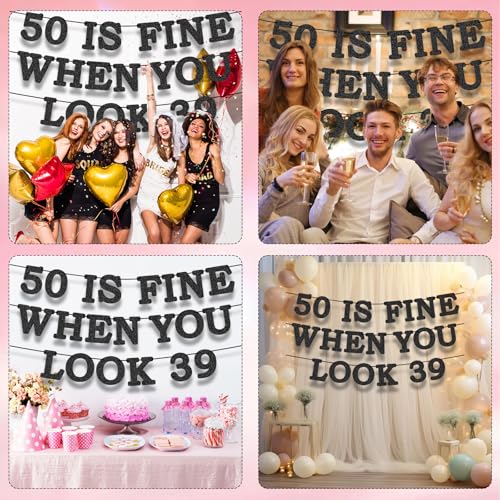 50th Birthday Banner - Pre-Assembled Glitter Wall Decor