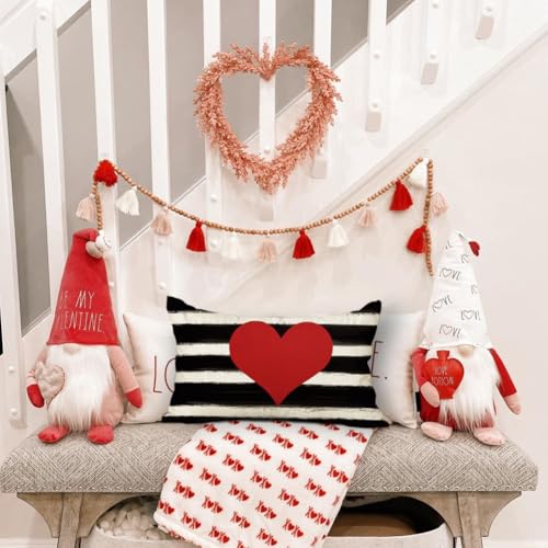 Valentine's Day Outdoor Pillow Covers 12x20 Inch Red Heart