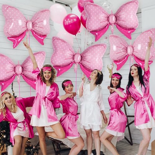 Pink Bow Foil Balloons Set for Gender Reveal, Birthday & Wedding Decor