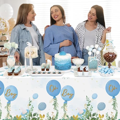 Blue Watercolor Baby Shower Tablecloths - 3 Pack Disposable Covers