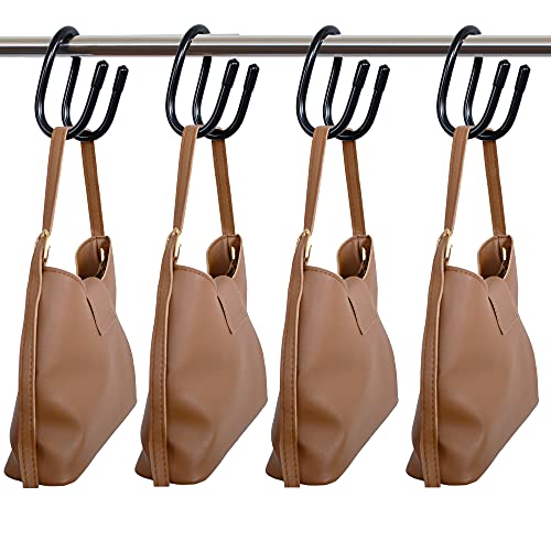 YYST 4 Pack Handbag & Purse Hangers - Over Closet Rod Organizers for Bags, Scarves, Ties, Belts, & Accessories