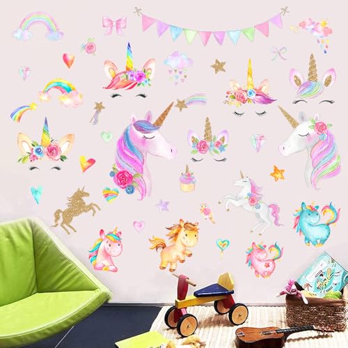 LEISENOR Unicorn Wall Decal - Kids Room Stickers for Decorating