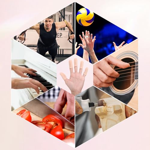 16 Pcs Gel Finger Cots with Air Holes Silicone Finger Protectors Breathable Covers Protection Anti Nail Biting Gloves for Fingers Tips Toe Sleeves Protection for Wound Fingers Cracking (Nude)