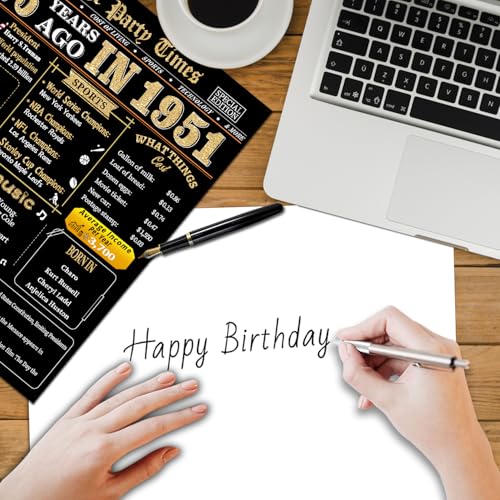 75th Birthday Card for Men & Women - Nostalgic 1951 Keepsake