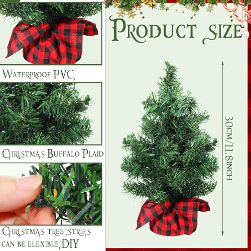 12 Pcs Mini Artificial Christmas Trees - 11.81 Inch, Unlit Tabletop Decor Set