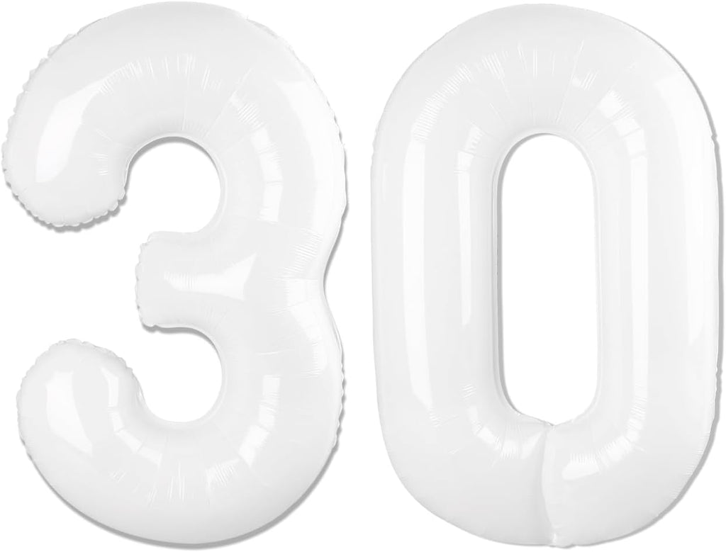 Translucent Number 30 Balloon - 40 Inch White Birthday Decoration for 30th Party Supplies