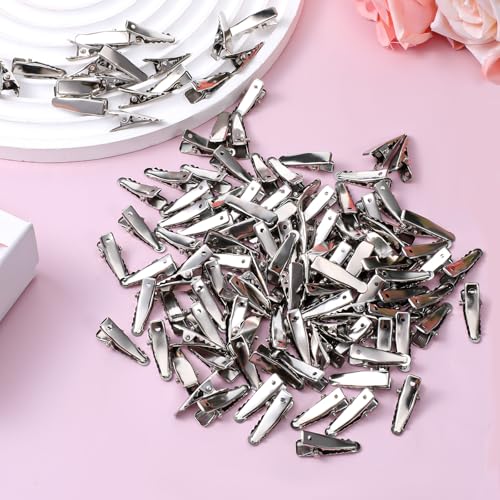 Bewudy 120 Pcs Small Alligator Hair Clips, 0.98 Inch Silver Metal Mini Hair Pins for Styling and DIY Crafts