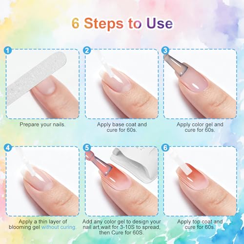 VIVAALI Professional Blooming Gel Nail Polish - 15ml UV/LED Clear Watercolor Effect