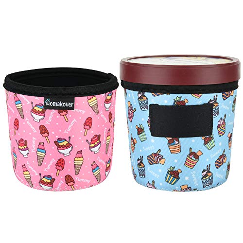 Homakover Neoprene Pint Ice Cream Sleeve Holder - Ice Cream Print (2 Pack)
