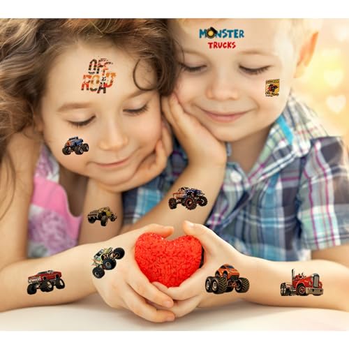 Monster Truck Temporary Tattoos for Kids - 10 Sheets Waterproof Party Favors